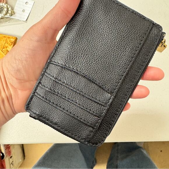 Fossil Black Pebbled Leather Zip Wallet Card Holder Womens Small Classic - Picture 8 of 11